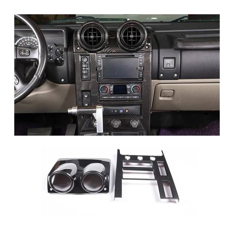 Mittelkonsole Trim Für Hummer H2 2003 2004 2005 2006 2007 Auto Seite Klimaanlage Rahmen Dashboard Dekorative Aufkleber Innen ABS Silber Zubehör Mittelkonsole Frame(Style A Carbon Fiber) von KVKQMLFEAW