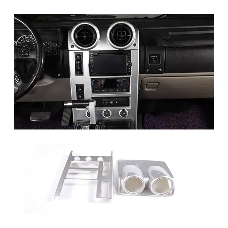 Mittelkonsole Trim Für Hummer H2 2003 2004 2005 2006 2007 Auto Seite Klimaanlage Rahmen Dashboard Dekorative Aufkleber Innen ABS Silber Zubehör Mittelkonsole Frame(Style A Silver) von KVKQMLFEAW