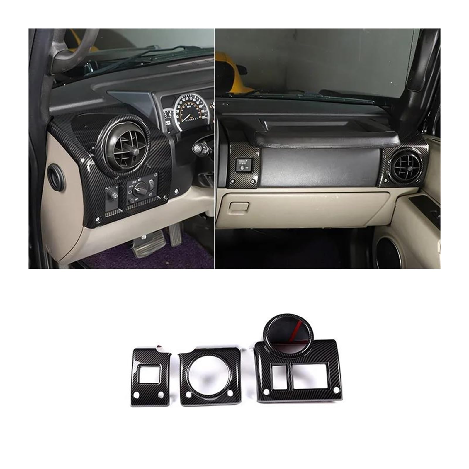 Mittelkonsole Trim Für Hummer H2 2003 2004 2005 2006 2007 Auto Seite Klimaanlage Rahmen Dashboard Dekorative Aufkleber Innen ABS Silber Zubehör Mittelkonsole Frame(Style B Carbon Fiber) von KVKQMLFEAW