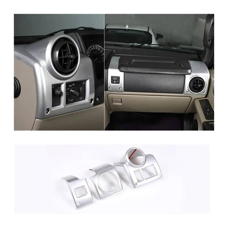 Mittelkonsole Trim Für Hummer H2 2003 2004 2005 2006 2007 Auto Seite Klimaanlage Rahmen Dashboard Dekorative Aufkleber Innen ABS Silber Zubehör Mittelkonsole Frame(Style B Silver) von KVKQMLFEAW