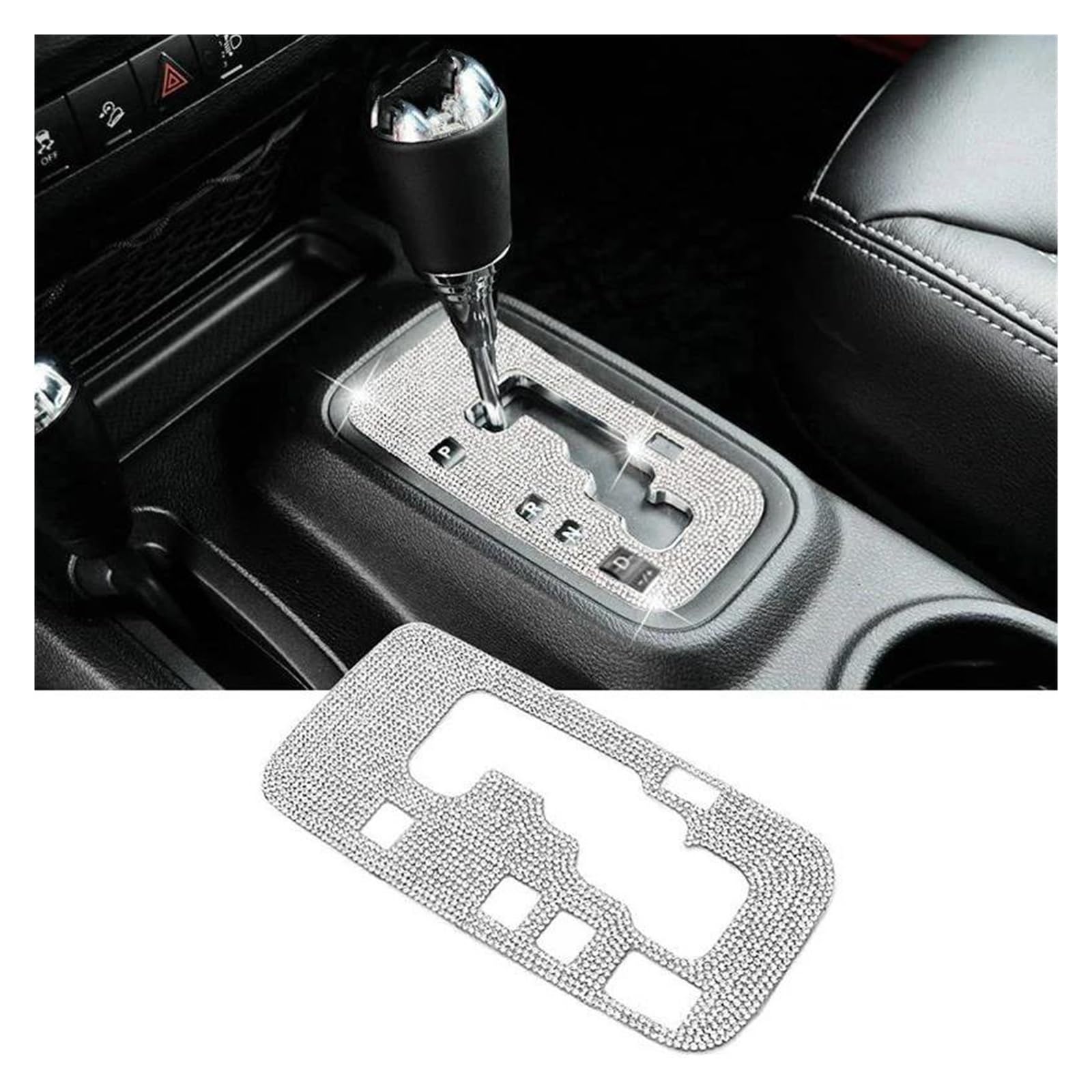 Mittelkonsole Trim Für Jeep Für W&Rangler Auto Lenkrad Diamant Ring Änderung Dekorieren Trim Getriebe Shift Panel Mittelkonsole Frame(Gear Shift Panel-A) von KVKQMLFEAW