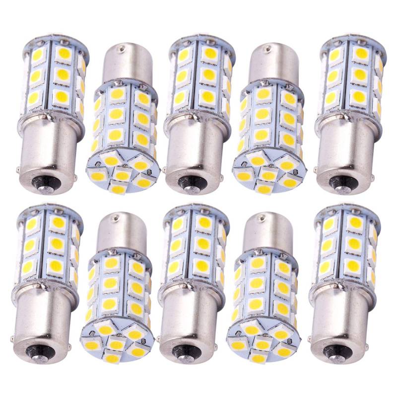 KVSERT 10 x warmweiße 27 SMD LED 1156 1141 1003 Wohnmobil-Innenraum-Leuchtmittel von KVSERT