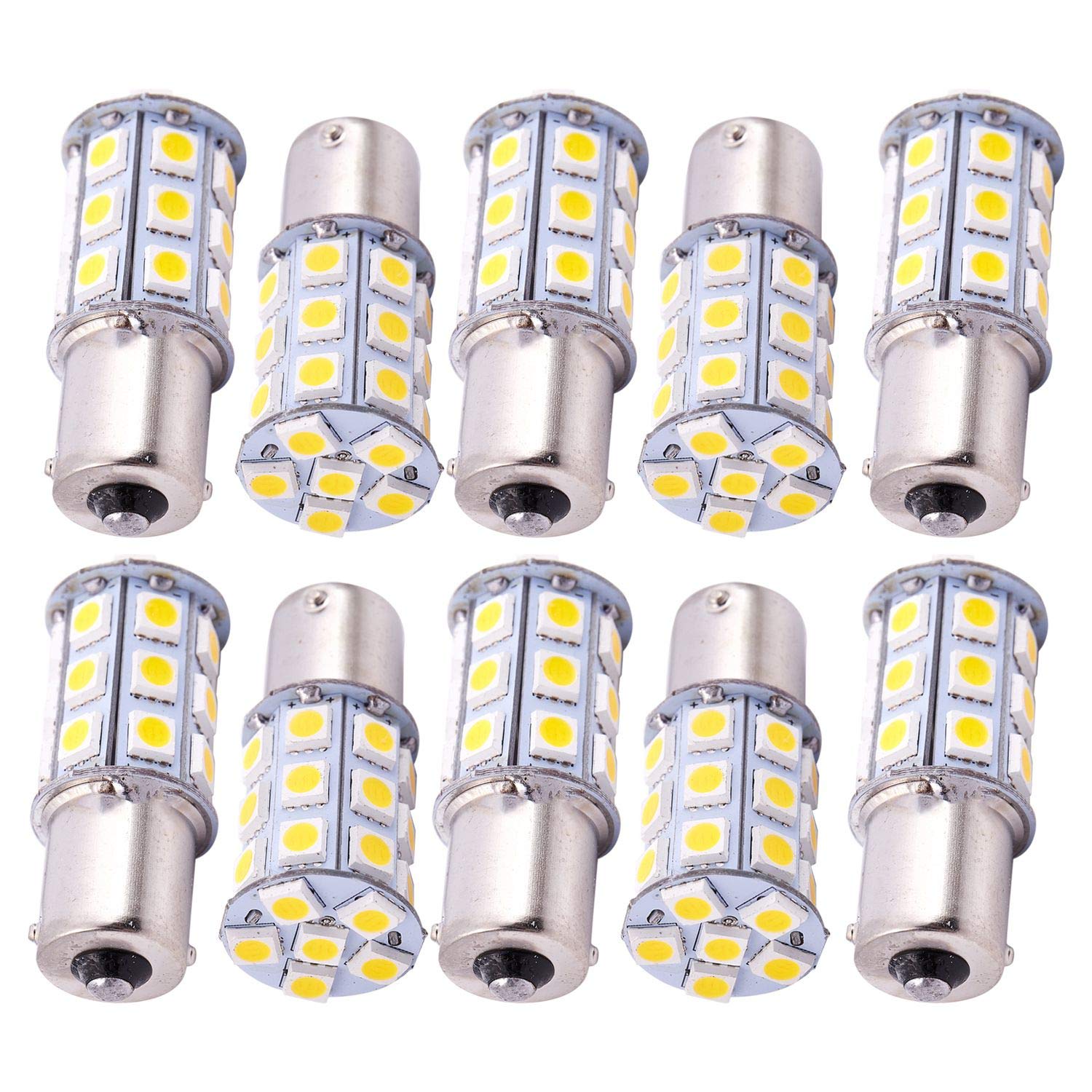 KVSERT 10 x warmweiße 27 SMD LED 1156 1141 1003 Wohnmobil-Innenraum-Leuchtmittel von KVSERT