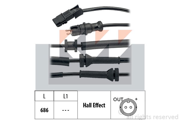 Sensor, Raddrehzahl Hinterachse KW 460 157 von KW