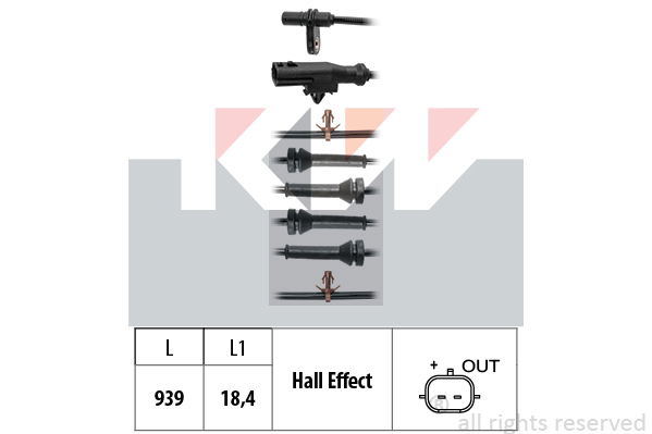 Sensor, Raddrehzahl Hinterachse KW 460 234 von KW