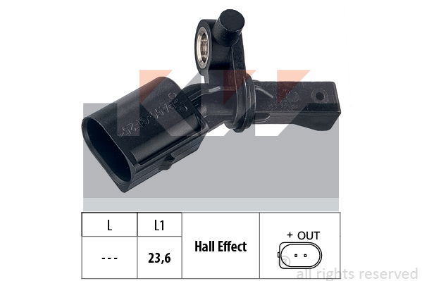 Sensor, Raddrehzahl Hinterachse links KW 460 012 von KW