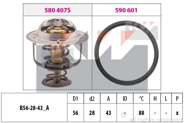 Thermostat, Kühlmittel KW 580 408 von KW