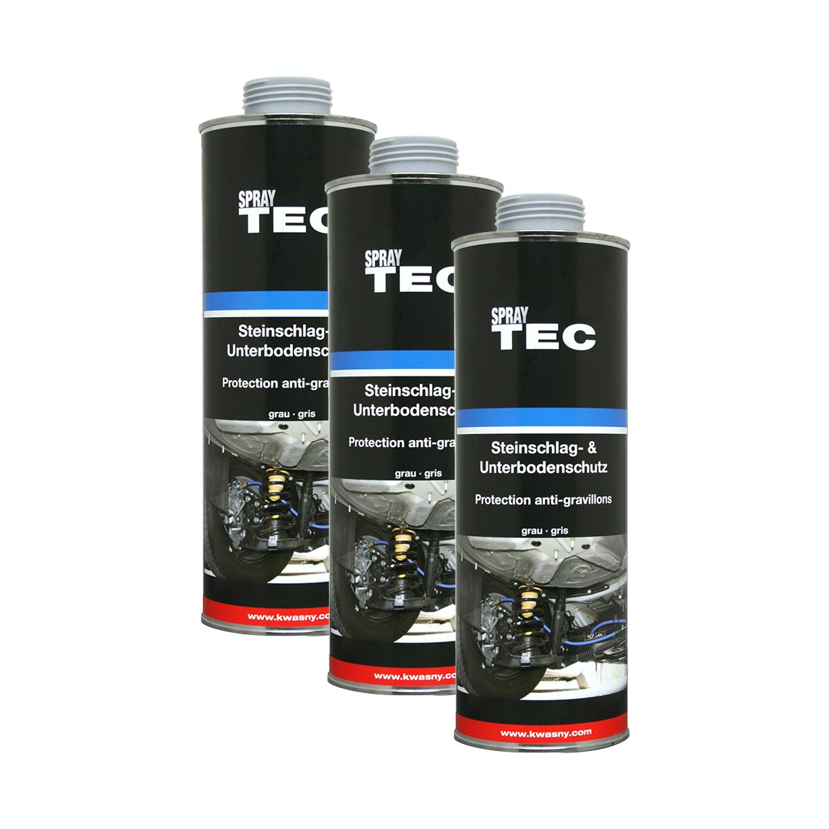 3X KWASNY 235 553 Auto-K Spray TEC Steinschlag- und Unterbodenschutz Grau 1000ml von KWASNY SET