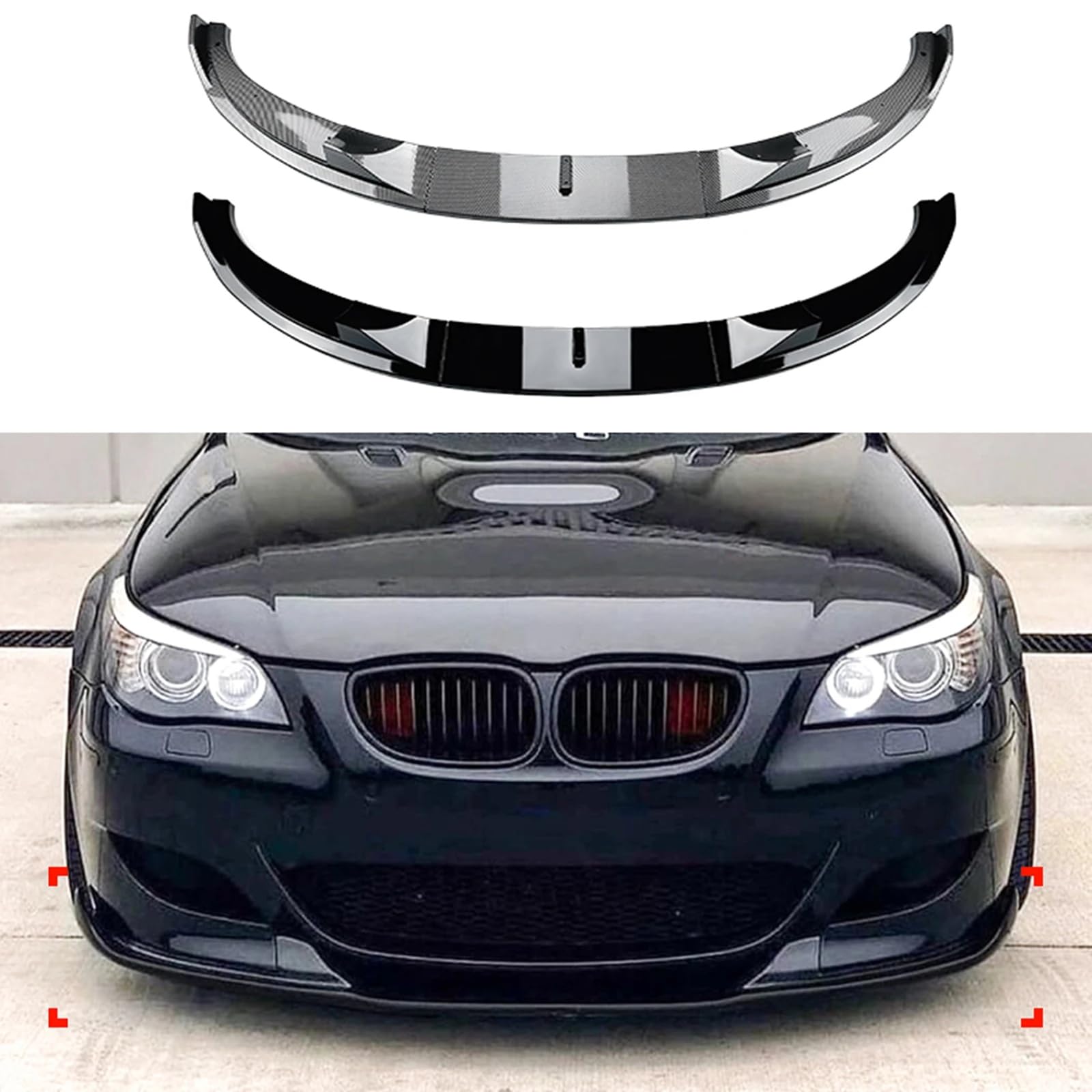 Auto Frontlippe Frontspoiler für BMW 5 Series E60 E61 M5 2005-2010, Frontstoßstangen Lippenkörper Autoantikollisionsschutz, Auto Tuning Zubehör,1 Black von KWAYA