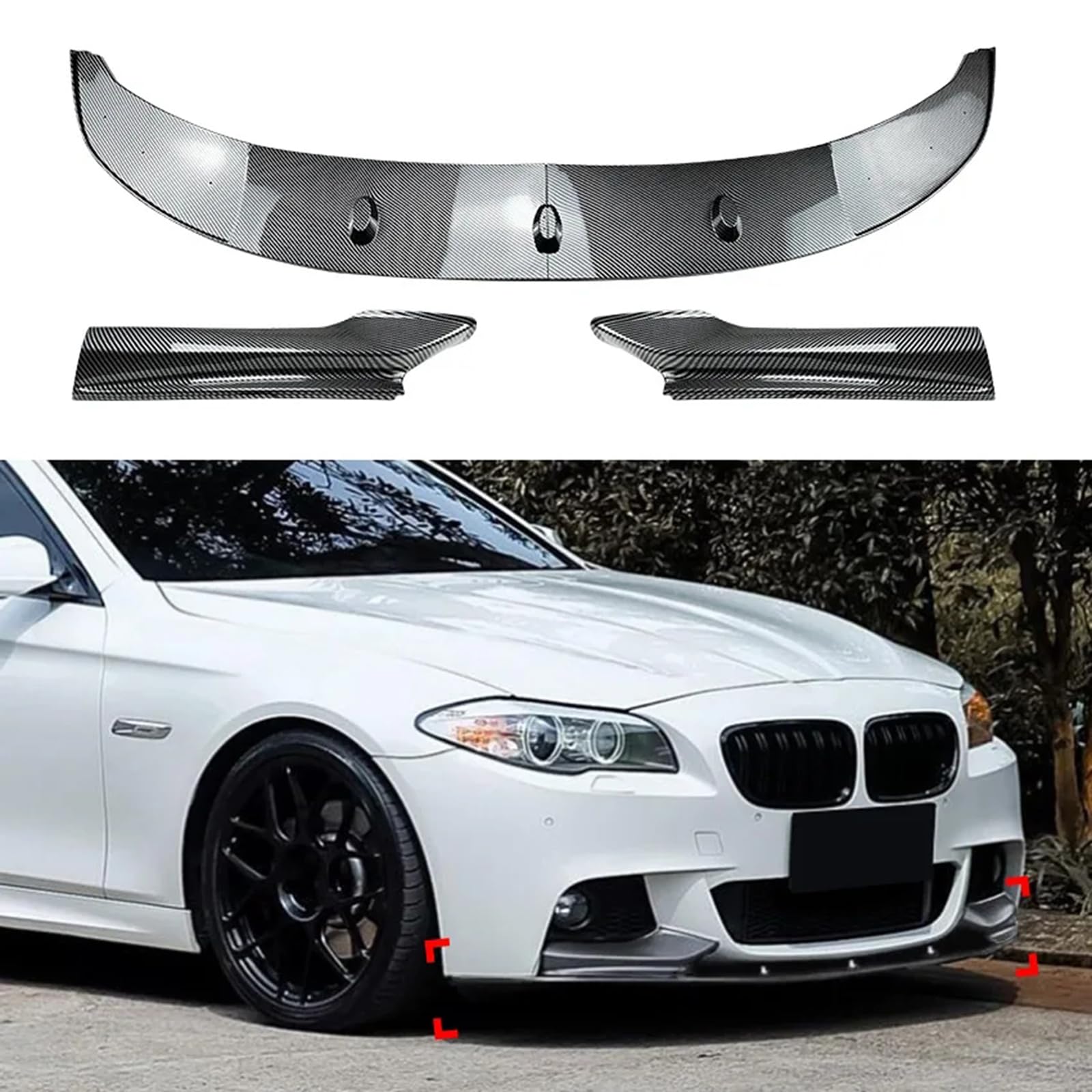 Auto Frontlippe Frontspoiler für BMW 5 Series F10 535i 528i M Sport 2011-2016, Frontstoßstangen Lippenkörper Autoantikollisionsschutz, Auto Tuning Zubehör,2 Carbon von KWAYA