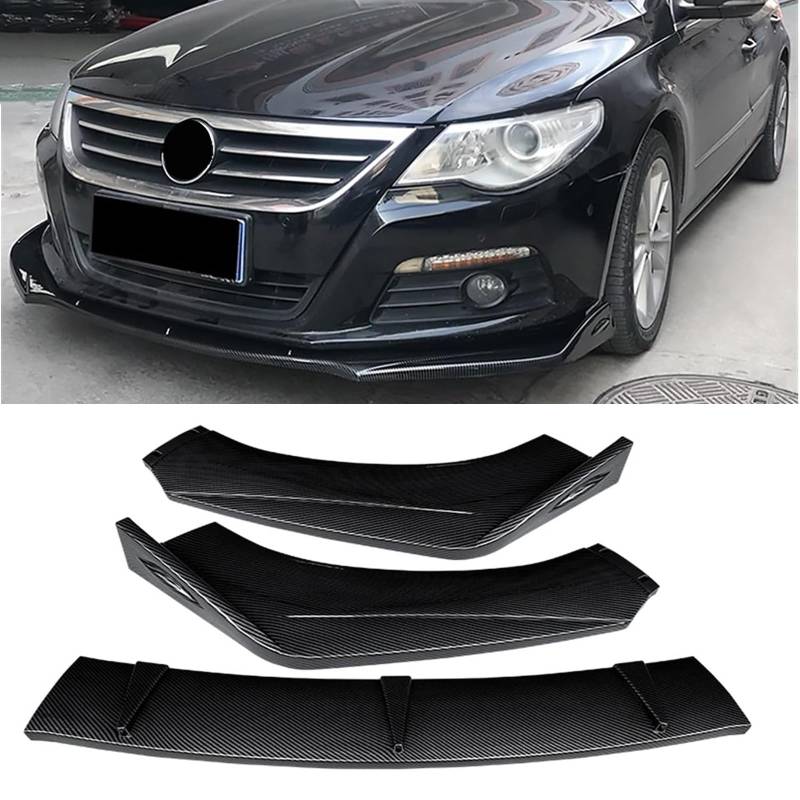 Auto Frontlippe Frontspoiler für VW Passat CC 2009-2012, Frontstoßstangen Lippenkörper Autoantikollisionsschutz, Auto Tuning Zubehör,Carbon Look von KWAYA