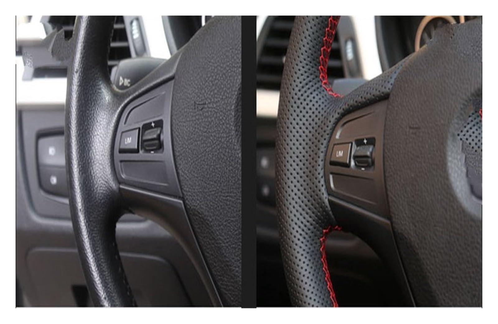 Auto Lenkradbezüge Für Ford Für Mondeo Für Galaxy Für S-Max 2006-2015 Auto Lenkrad Abdeckung Weiche Hand-Genäht Schwarz Künstliche Leder Lenkrad Abdeckung (Farbe : Black Thread) von KWAYA