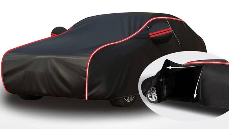 Autoabdeckung Hagelschutz für Ford Mustang Mach-E 2020 2021 2022 2023, Auto Abdeckplane Outdoor Wasserdicht Staubdicht Winddichte, Allwetterschutz Reißfest,Add Cotton-Black+3 von KWAYA