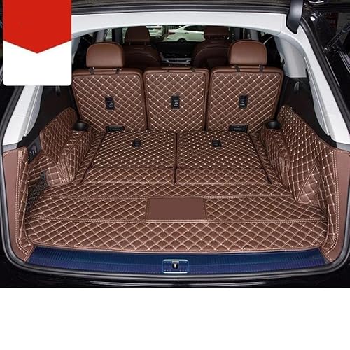 Cargo Teppich Schutzmatte Auto Hohe Seite Stamm Matten Auto Stamm Matten Cargo-Liner Fach Fracht Teppiche Accesorios Für Q7 7 Sitzer 2022 Cargo Teppich(Brown,Full Enclosed) von KWAYA