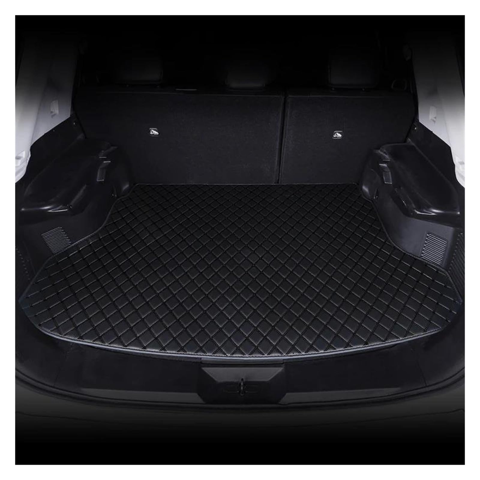 Cargo Teppich Schutzmatte Auto Stamm Matten PU Custom Teppich Zubehör Für H& Für E&lantra Für Ix25 Für Ix35 Für I30 Für I40 Für Kona Alle Modelle Cargo Teppich(Black) von KWAYA