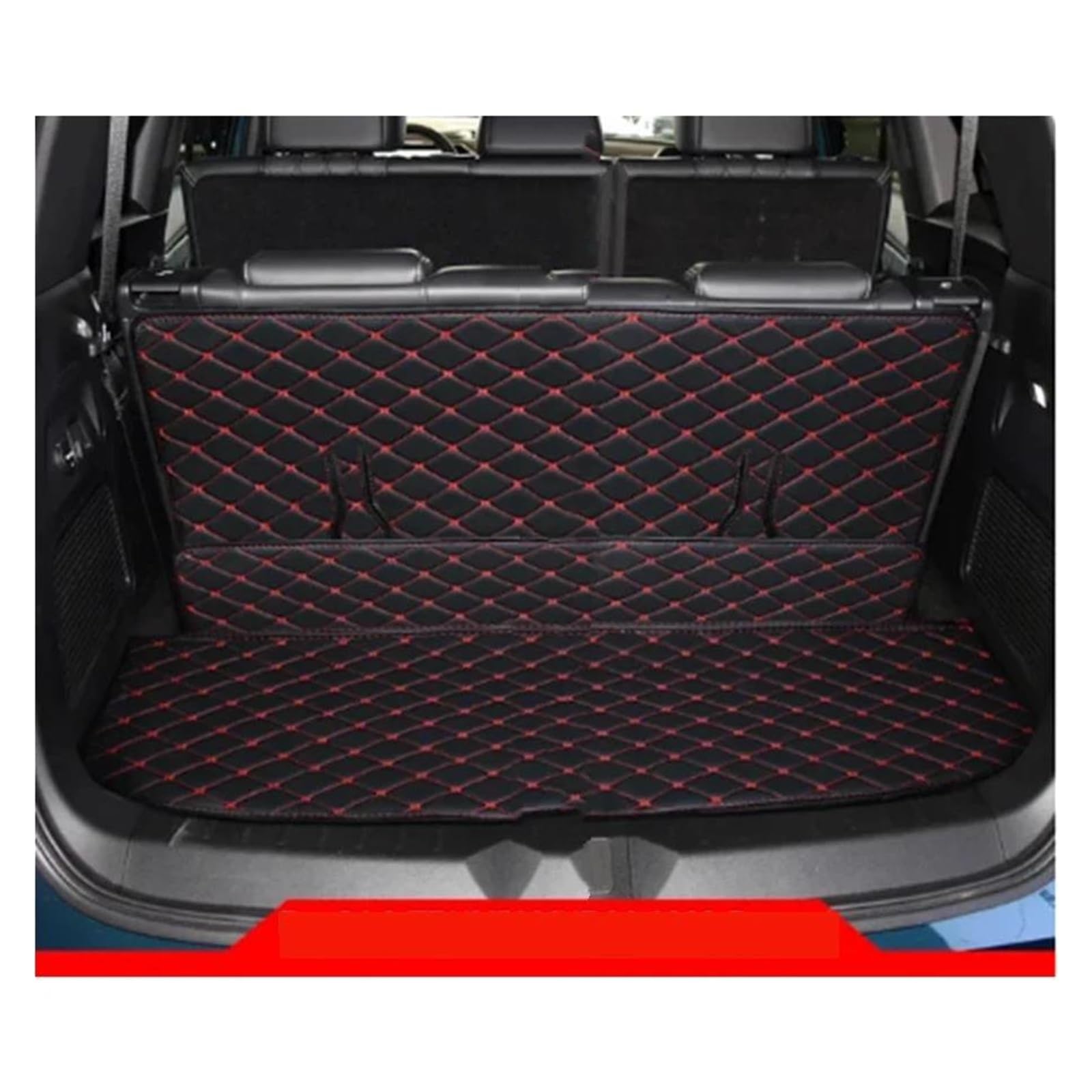 Cargo Teppich Schutzmatte Für GAC Für TRUMPCHI GS8 2022 2023 2024 + Auto Benutzerdefinierte Stamm Hauptmatten Auto wasserdichte Anti Scratch Nicht-Slip Schützen Abdeckung Cargo Teppich(Black red2) von KWAYA