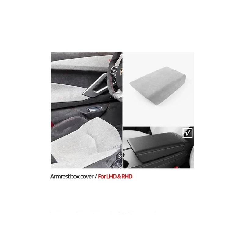 Control Panel Interieur Für T&esla Für Modell 3 Für Modell Y 2018-2023 Auto Mittelkonsole Armlehne Box Deckel Abdeckung Wildleder Wrap Aufbewahrungsbox Fall Kappe Zierleiste Mittelkonsole Trim(Armrest von KWAYA