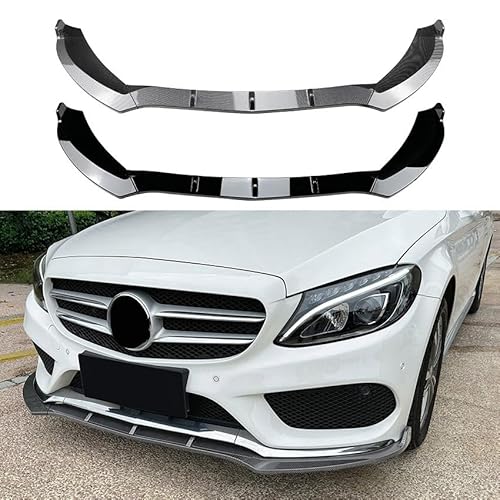 KWAYA Auto Frontlippe Frontspoiler für Benz C-Class W205 AMG C180 C200 C260 2015-2018, Frontstoßstangen Lippenkörper Autoantikollisionsschutz, Auto Tuning Zubehör,1 Black von KWAYA