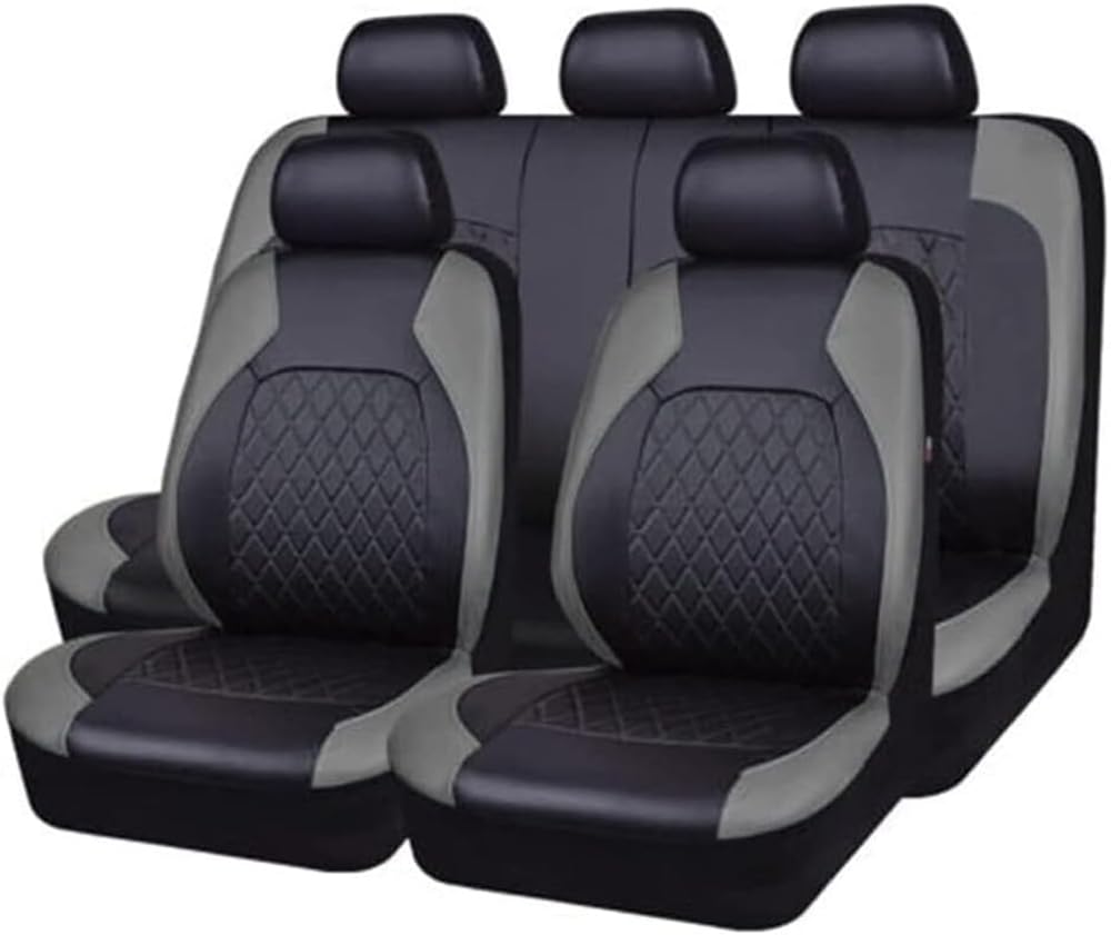 KWAYA Leder Autositzbezüge Sets für Ford S-MAX 2015-2018 2019 2020 2021 2022 2023+, 9 STÜCK Allwetter Wasserdicht Bequem Sitzbezüge, Sitzschutz Innenzubehör,2 Grey von KWAYA