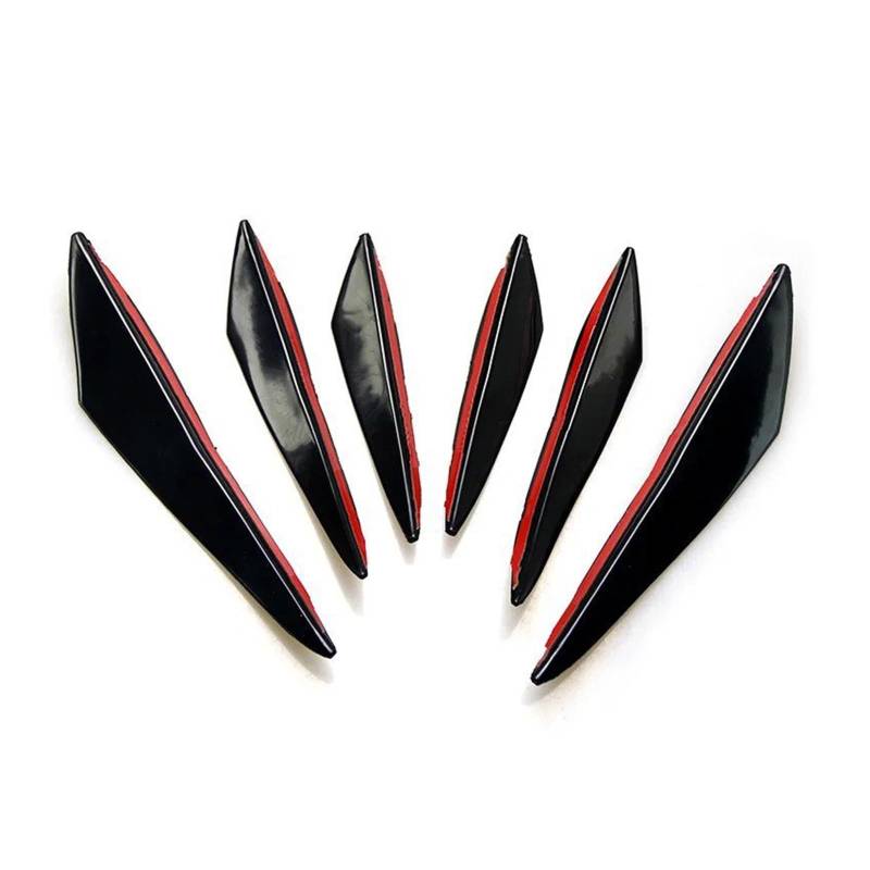 Kofferraumdachspoiler Für Alfa Für Romeo Für Giulia Für Giulietta 159 Für Stelvio 156 Für Mito 147 Auto-Styling Frontstoßstange Lippe Fin Splitter Spoiler Zubehör Auto Heckspoiler(Black 6pcs) von KWAYA