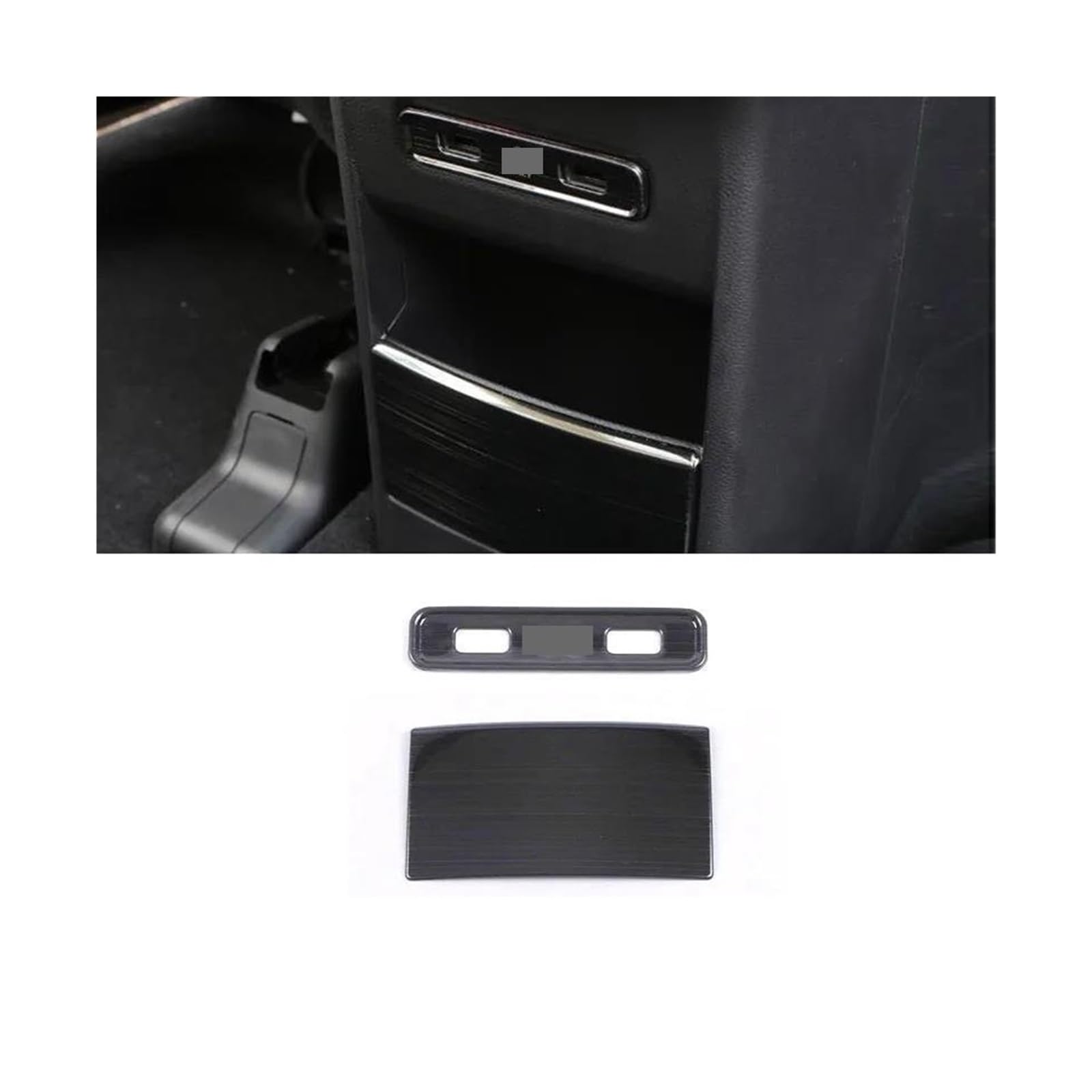 Mittelkonsole Interieur 2 Stücke Für G&eely Für O&kavango 2020 2021 2022 2023 Auto Hinten Lagerung Box USB Abdeckung Trim Teile Innen Edelstahl Bedienfeld Dekoration(Black) von KWAYA