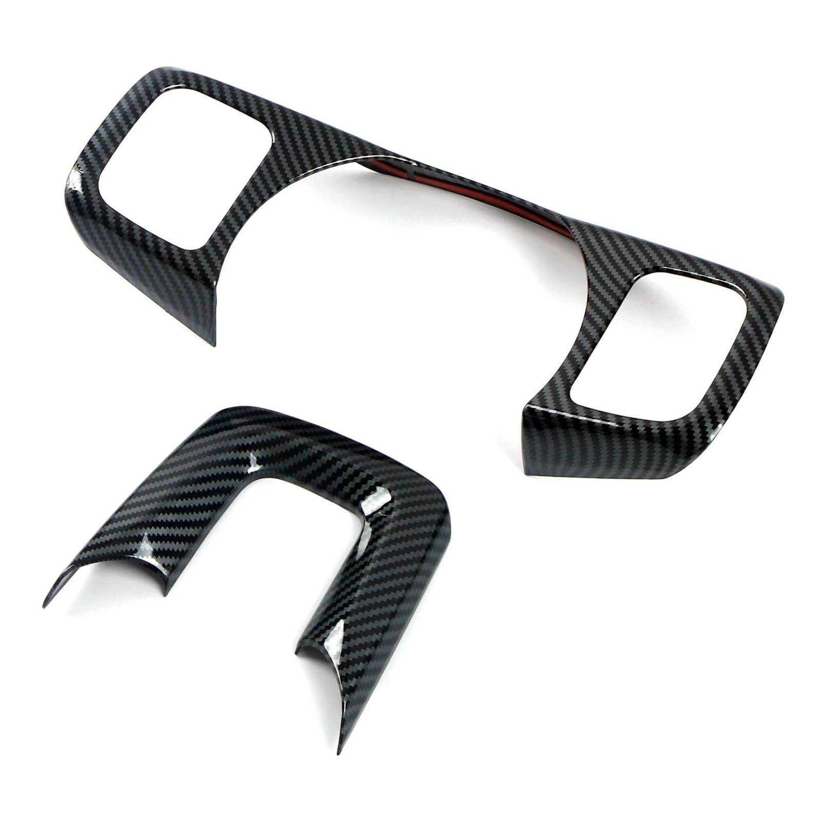 Mittelkonsole Interieur 2 Stücke Für GWM Für Tank 300 2020 2021 2022 2023 2024 Auto Lenkrad Dekoration Trim Abdeckung ABS Innen Zubehör Bedienfeld Dekoration(Carbon Fiber Style) von KWAYA