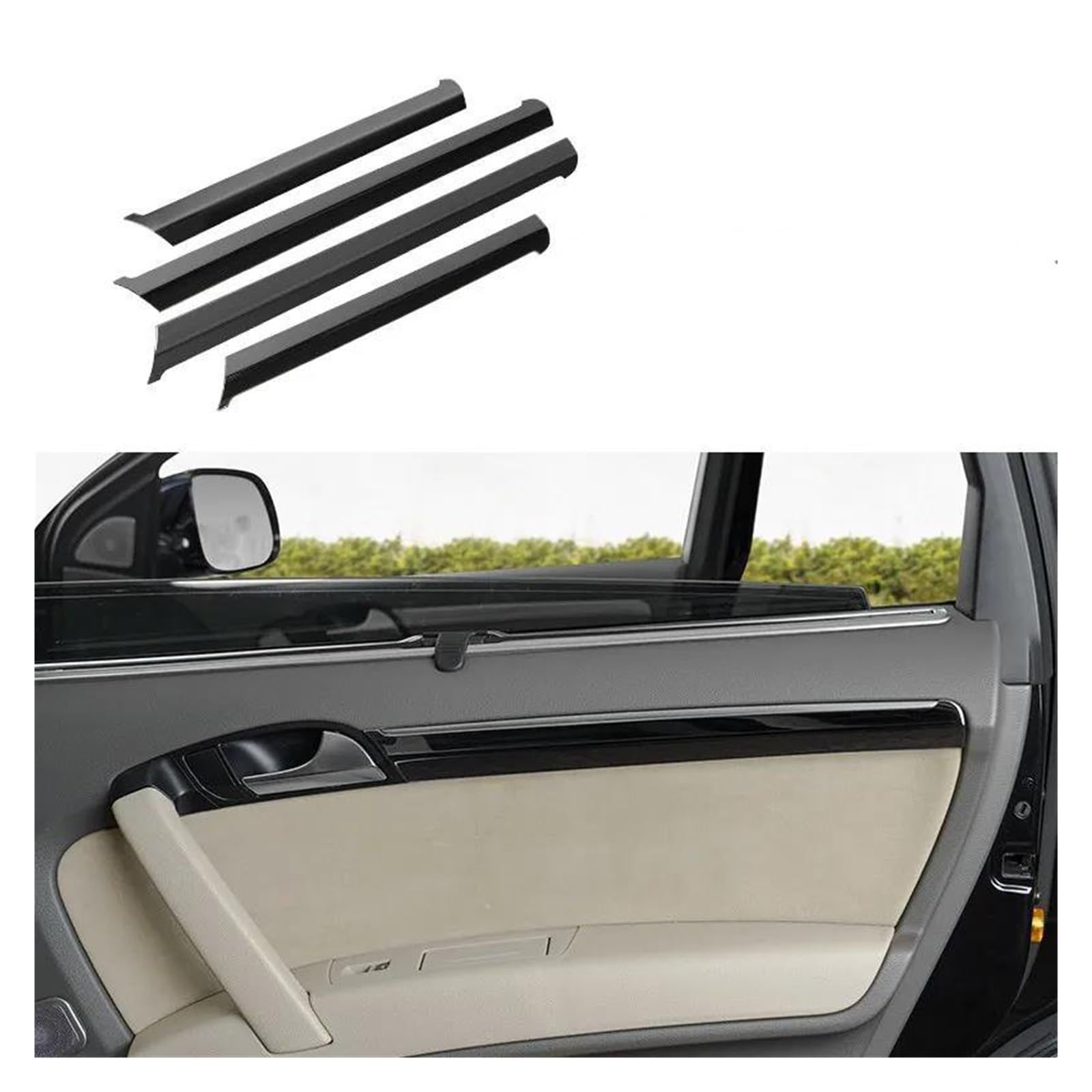 Mittelkonsole Interieur 4 Stücke Für Q7 2008 2009 2010 2011 2012 2013 2014 2015 Auto Styling Tür Panel Aufkleber Abdeckung Molding Innen Trim Bedienfeld Dekoration(Black) von KWAYA