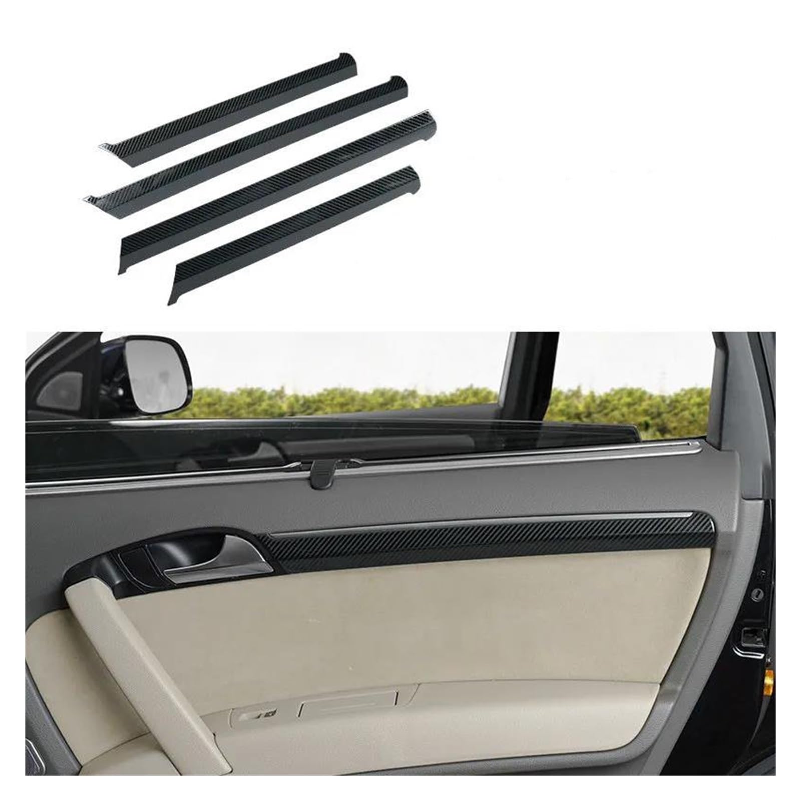 Mittelkonsole Interieur 4 Stücke Für Q7 2008 2009 2010 2011 2012 2013 2014 2015 Auto Styling Tür Panel Aufkleber Abdeckung Molding Innen Trim Bedienfeld Dekoration(Carbon Fiber Printed) von KWAYA