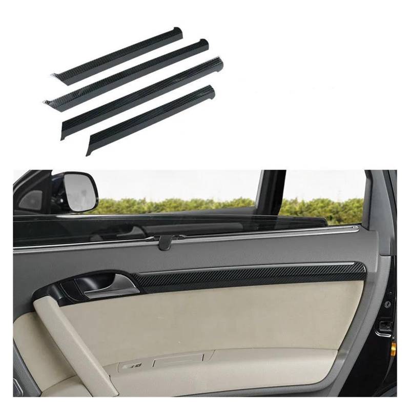 Mittelkonsole Interieur 4 Stücke Für Q7 2008 2009 2010 2011 2012 2013 2014 2015 Auto Styling Tür Panel Aufkleber Abdeckung Molding Innen Trim Bedienfeld Dekoration(Carbon Fiber Printed) von KWAYA