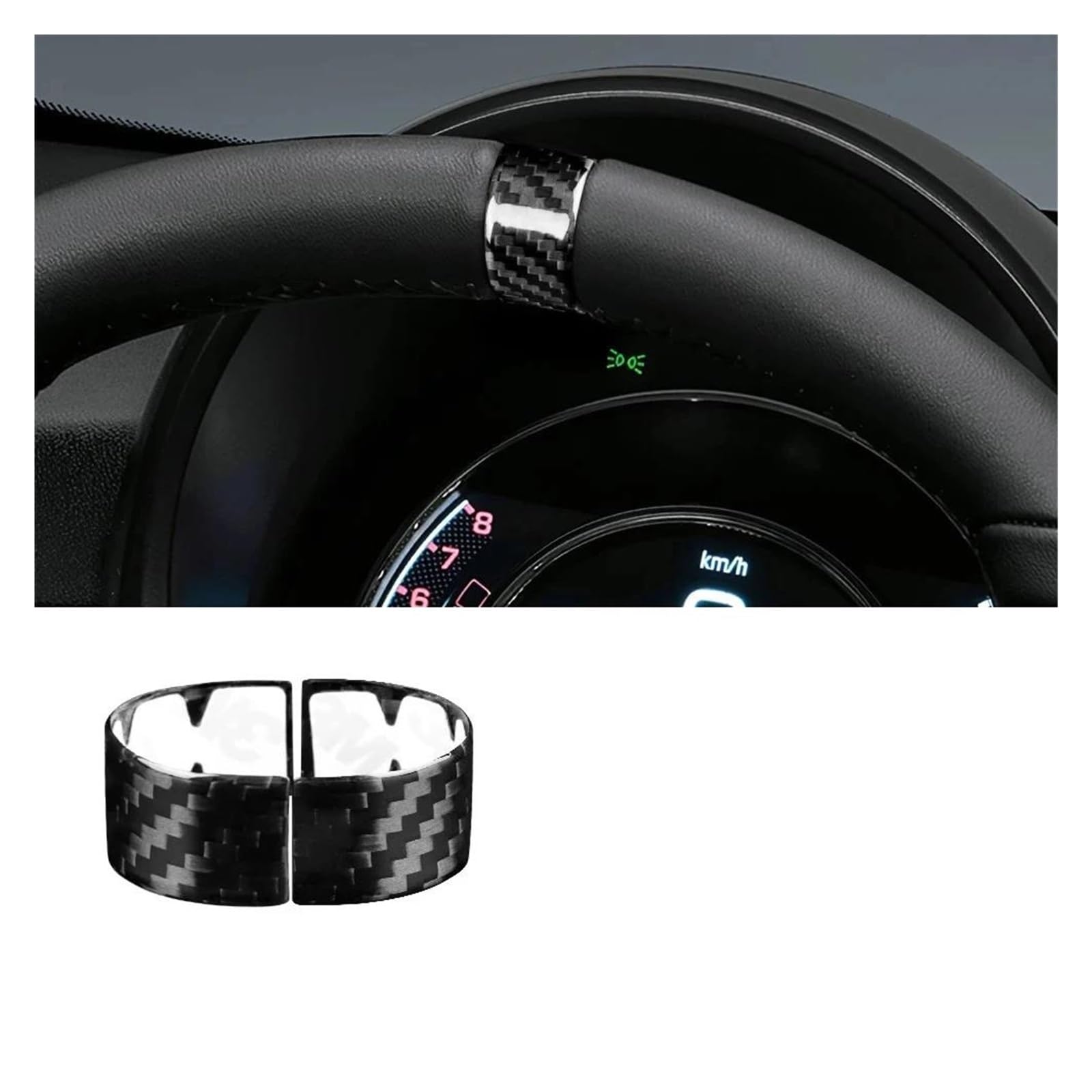 Mittelkonsole Interieur Auto Lenkrad Boden Rahmen Carbon Faser Aufkleber Trim Zubehör Für A&Barth 595 695 Für F&iat 500 2022 2023 2020 2021 Bedienfeld Dekoration(Decor Ring Black 3) von KWAYA