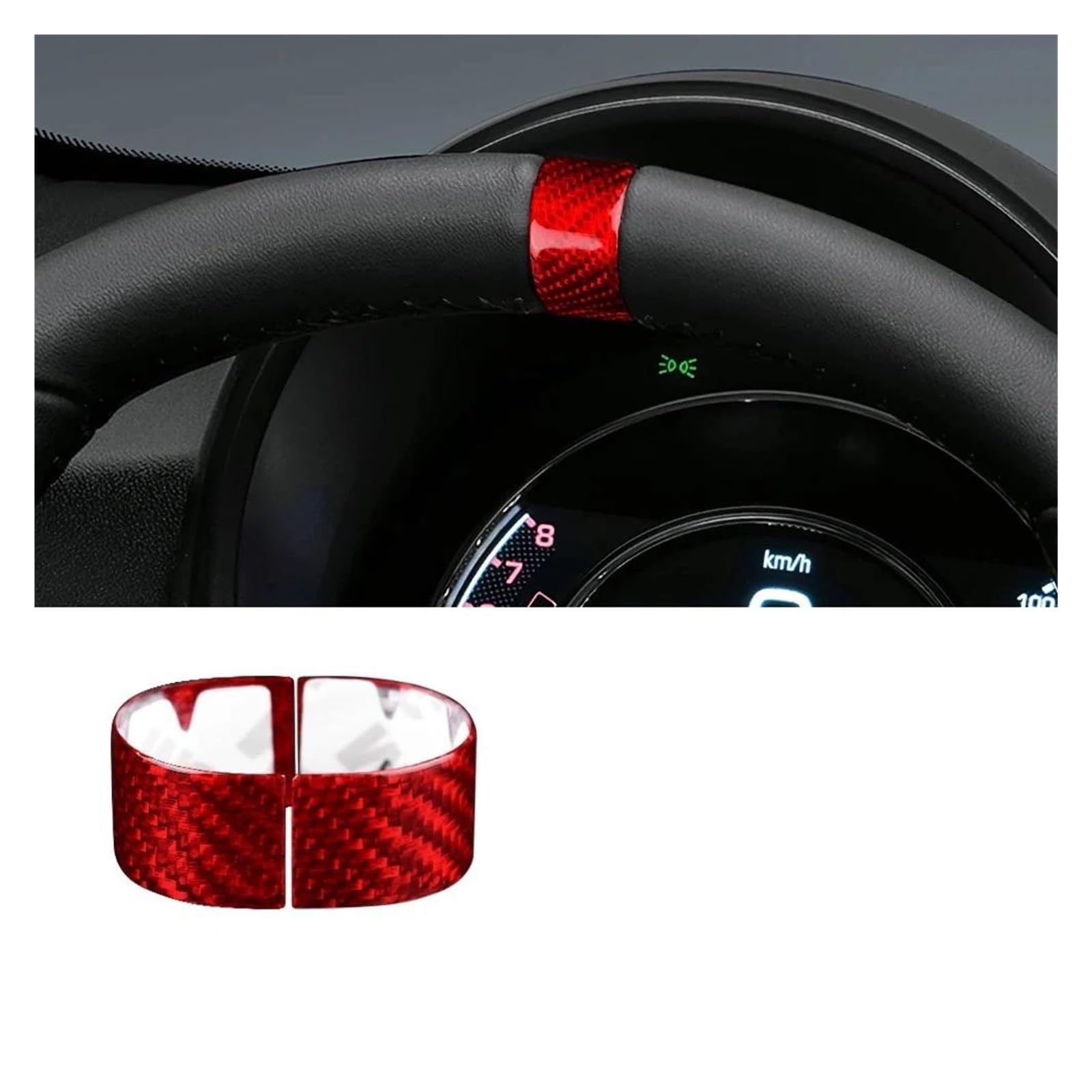 Mittelkonsole Interieur Auto Lenkrad Boden Rahmen Carbon Faser Aufkleber Trim Zubehör Für A&Barth 595 695 Für F&iat 500 2022 2023 2020 2021 Bedienfeld Dekoration(Decor Ring Red 3) von KWAYA