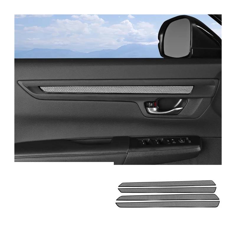 Mittelkonsole Interieur Auto Tür Panel Streifen Abdeckung Aufkleber Trim Innen Edelstahl Für C&RV Für CR V Für CR-V 6th Für G&en 2024 2023 Bedienfeld Dekoration(A Black) von KWAYA