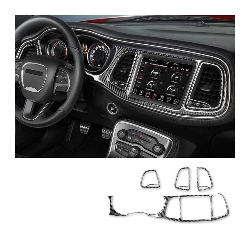 Mittelkonsole Interieur Für D&odge Für C&hallenger 2015 2016 2017 2018 2019 2020 2021 2022 2023 Auto Getriebe Shift Panel Aufkleber Innen Weichen Kohlenstoff Faser Bedienfeld Dekoration(Center Console von KWAYA