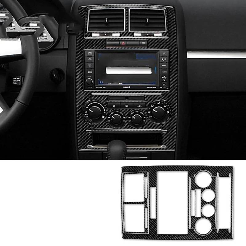 Mittelkonsole Interieur Für D&odge Für Magnum Für Ladegerät 2008 2009 2010 Auto Klimaanlage Schalter AC CD Panel Aufkleber Innen Trim Weichen Kohlenstoff Faser Bedienfeld Dekoration(A Black Carbon) von KWAYA