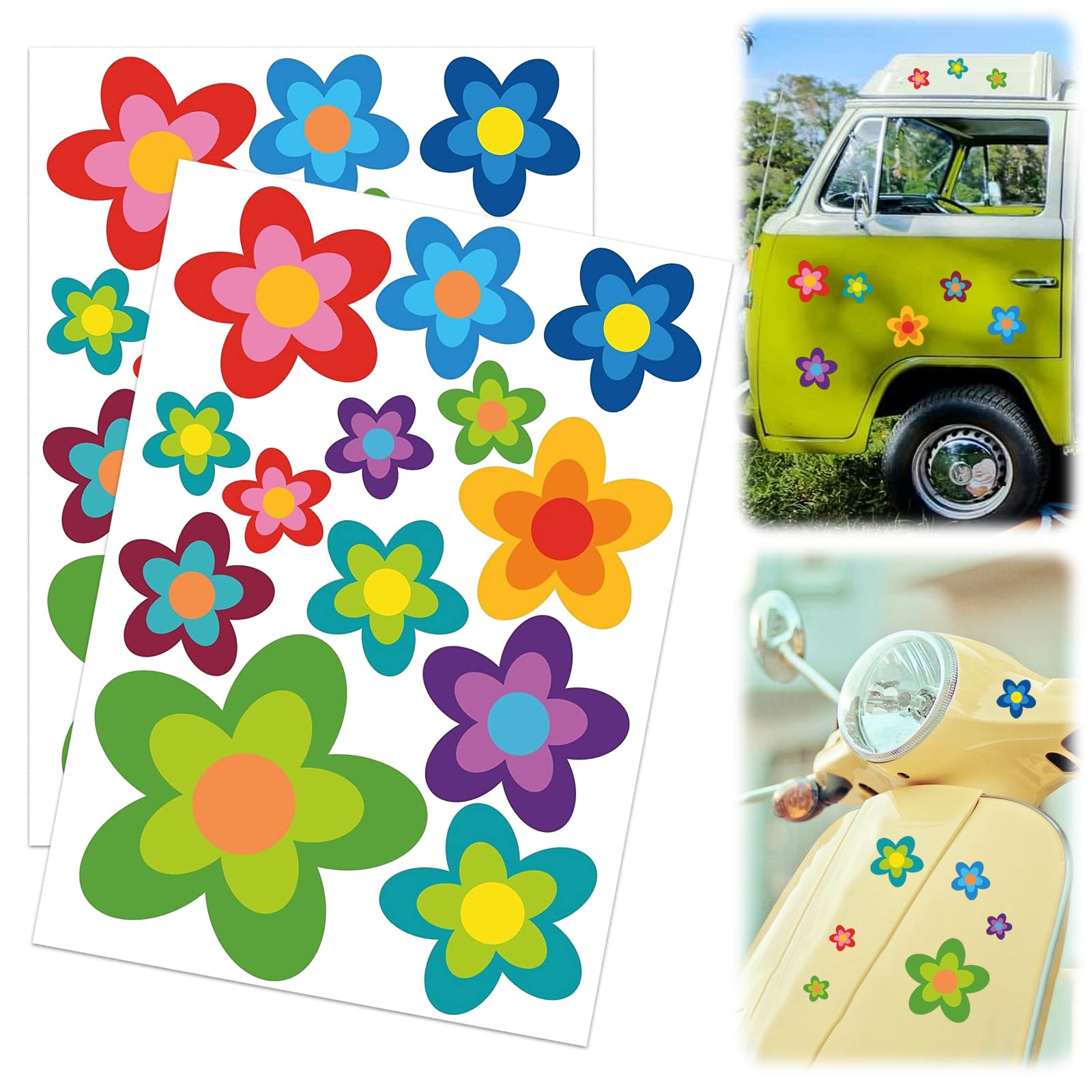 Aufkleber Blumen Prilblumen Sticker Aufkleber Fahrrad Wasserfeste Sticker, Aufkleber-Set Blumen Fahrrad Aufkleber Blumen Auto Sticker für Fahrrad Laptop Motorrad Aufkleber Auto, 2 Stück (A) von KWJEIULSOQ