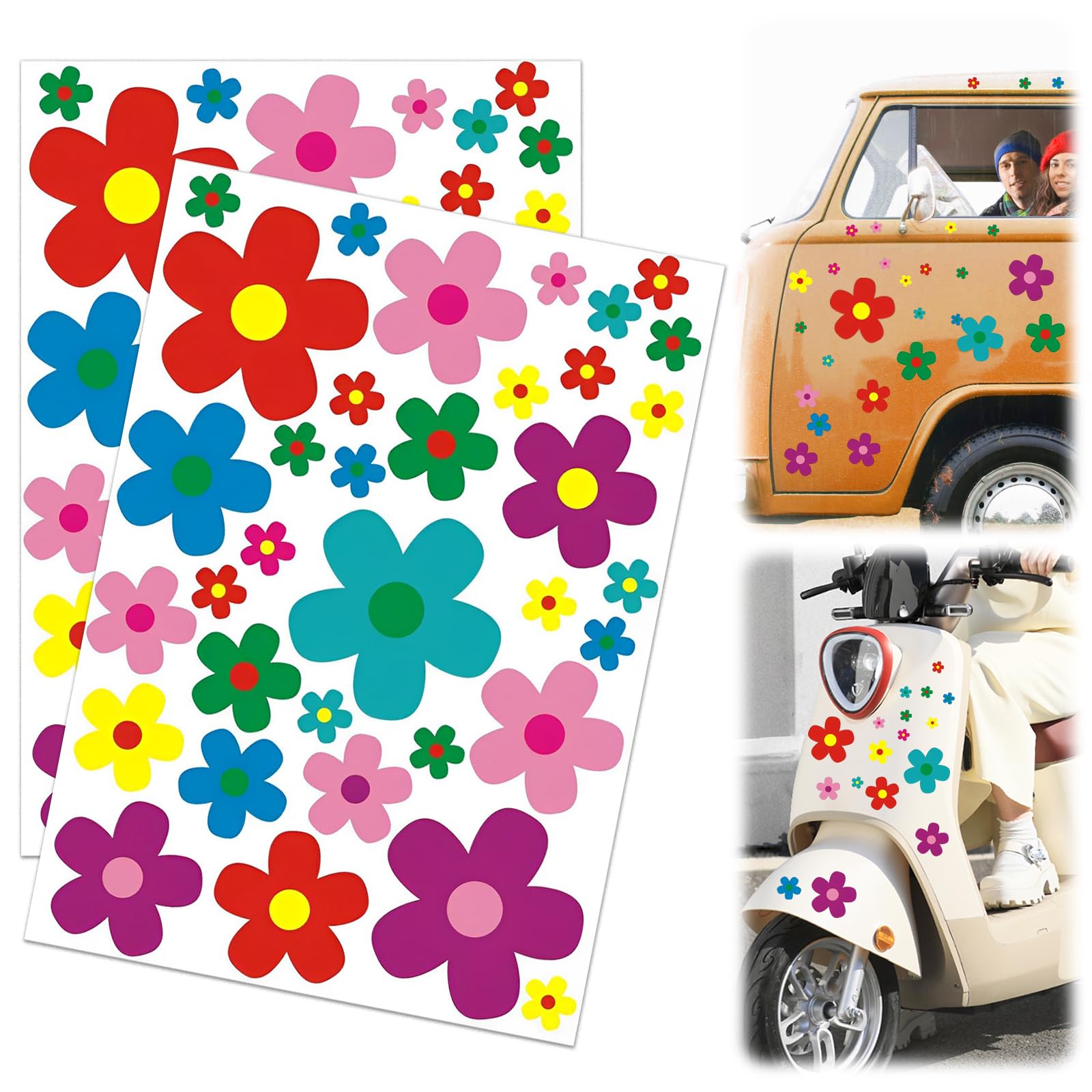 Aufkleber-Set Blumen 35 Blümchen, Aufkleber Blumen Prilblumen Sticker Aufkleber Fahrrad Wasserfeste Sticker, Fahrrad Aufkleber Blumen Auto Sticker für Fahrrad Laptop Motorrad Aufkleber Auto,2 Stück von KWJEIULSOQ