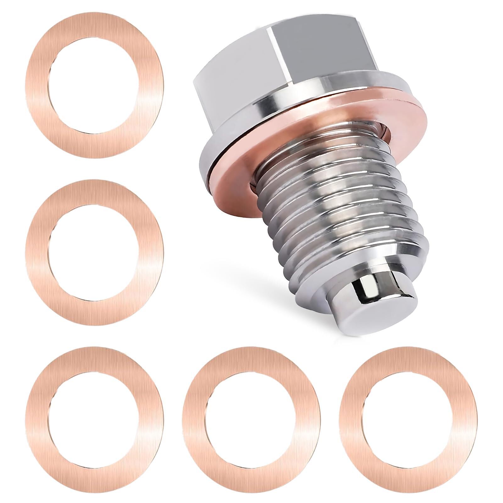 KWJEIULSOQ Öl Ablassen Schraube Magnetische Ölablassschraube, M14 X 1.5 Ölablassschraube Mit Dichtring Edelstahl Verschlußschraube Ölwanne, Dichtring Ölablassschraube für Die Meisten Autos (1) von KWJEIULSOQ