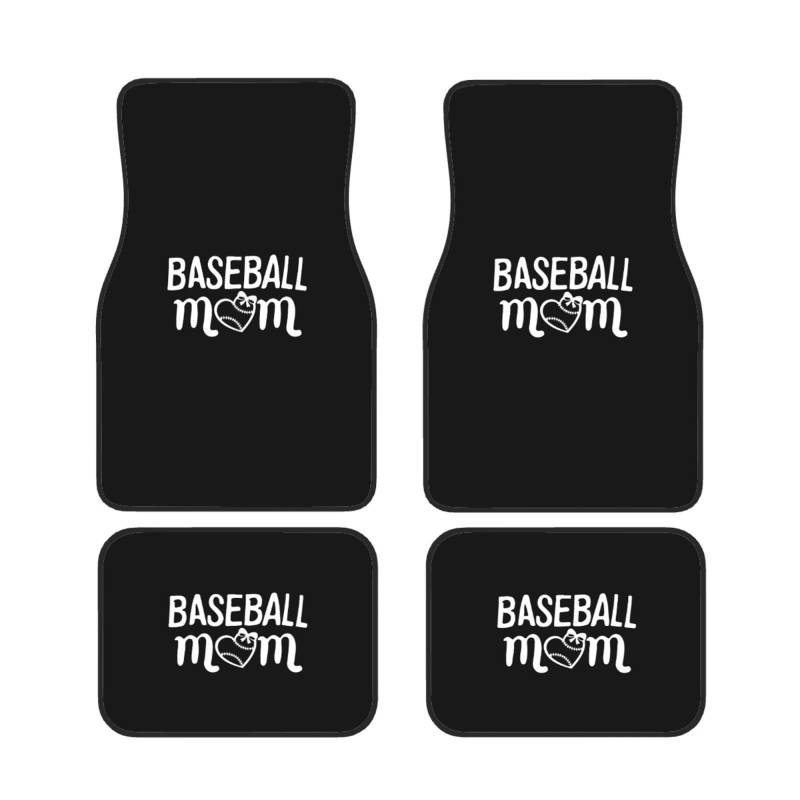 Baseball Mom1-2 Universelle Auto-Fußmatten, Allwetterschutz, komplettes Set mit 4 Stück, Auto-Fußmatten für SUV, Vans, Limousinen, Trucks von KWQDOZF