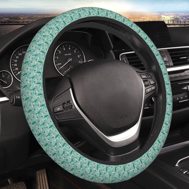 Car Steering Wheel Cover Universal 15 Inch Cute Alapaca in Boho Style Cactus Women Girl Steering Wheel Protector von KWQDOZF