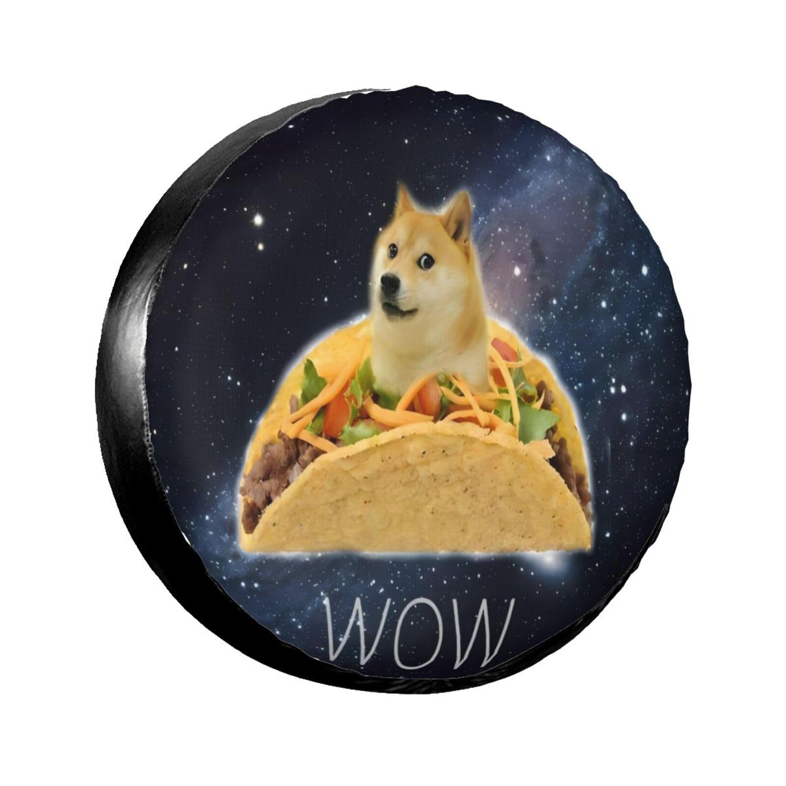 Galaxy Wow Doge Meme Bread Doge Shiba Reifenabdeckung Felgenschutz Wetterfeste Radkappen Universelle Passform für Anhänger, Wohnmobil, SUV, LKW, Camper, Wohnwagen, Zubehör 14" 15" 16" 17" von KWQDOZF