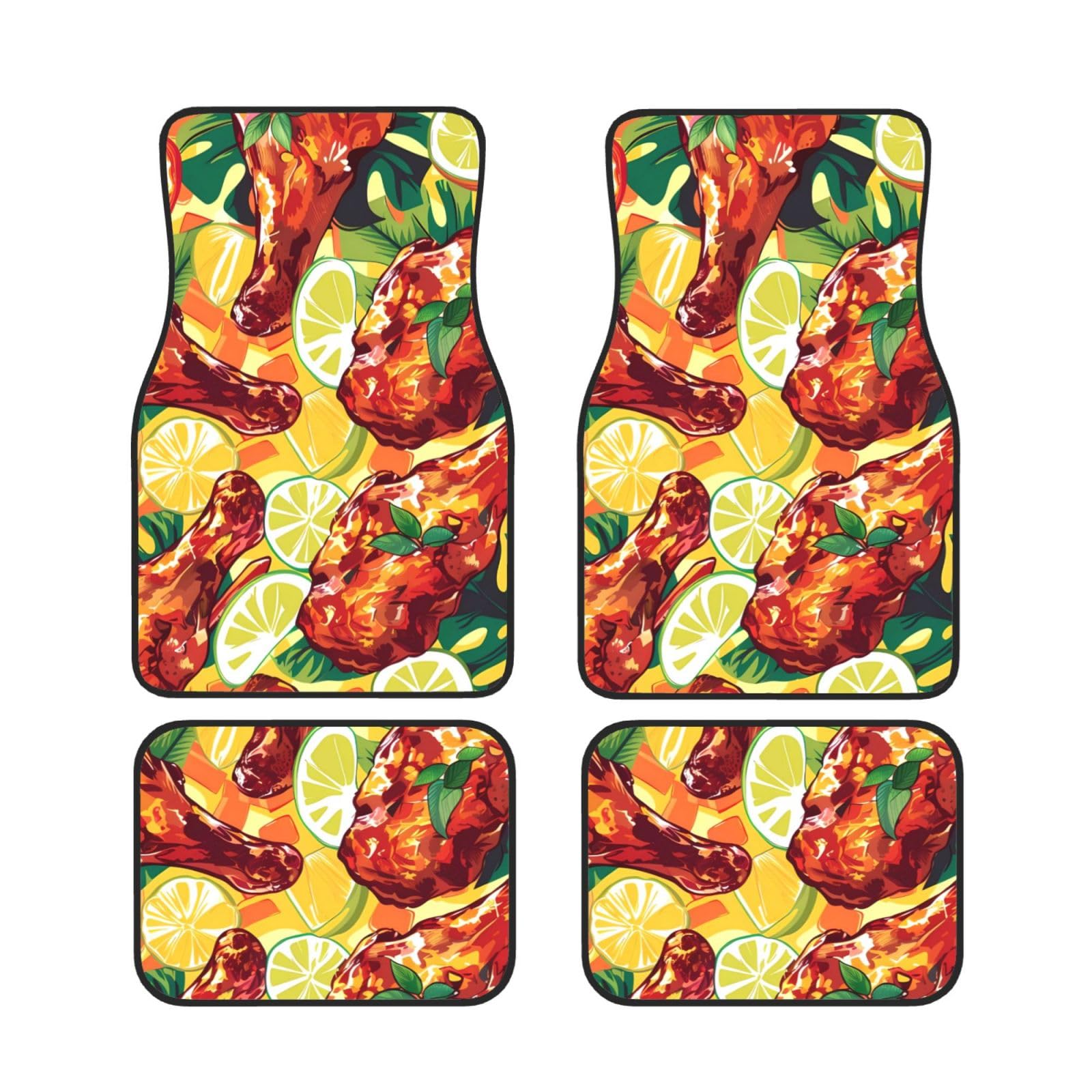 Hawaiian Sheet Pan Chicken Fashion Auto-Fußmatten-Set, 4-teilig – Teppich-Fußmatten für Autos, Autozubehör vorne und hinten von KWQDOZF