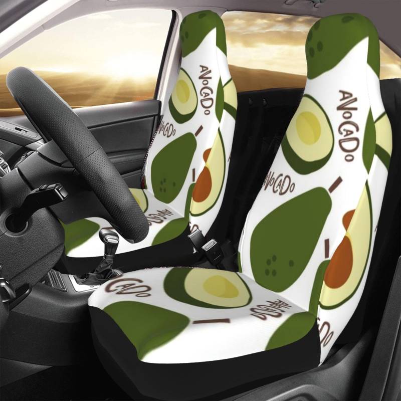 KWQDOZF Autositzbezüge 2er-Set, Muster mit Avocado-Frucht, atmungsaktive Schalensitzbezüge, universelle Passform für Auto, LKW, SUV von KWQDOZF