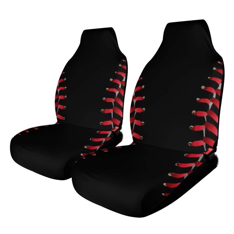 KWQDOZF Autositzbezüge für vorne, Set aus Stoff, strapazierfähiger Autositzschutz, Cool Black Baseball Sport Softball American, atmungsaktive Schalensitzbezüge, Schutz für die meisten Autos, LKWs von KWQDOZF