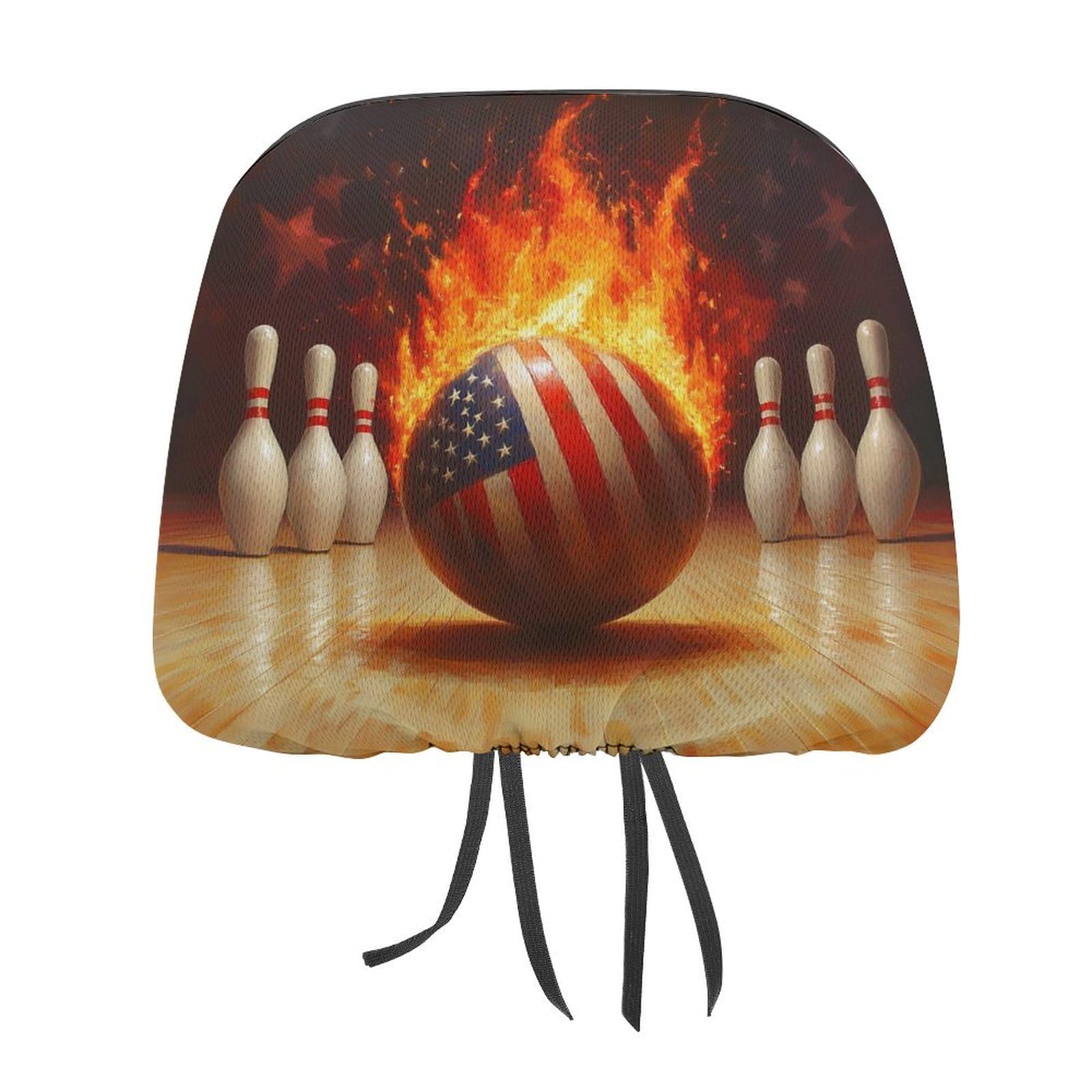 KWQDOZF Bowling Flaming Ball Auto-Kopfstützenbezug, personalisierter Kopfstützenschutzbezug, Kopfstützenkissenbezüge für die meisten Autos, 1 Stück von KWQDOZF