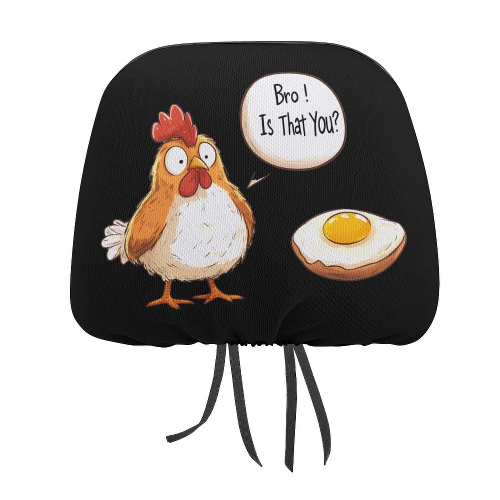 KWQDOZF Egg Chicken Bro! is That You Auto-Kopfstützenbezug, personalisierter Kopfstützenschutz, Kopfstützenkissenbezüge für die meisten Autos, 1 Stück von KWQDOZF