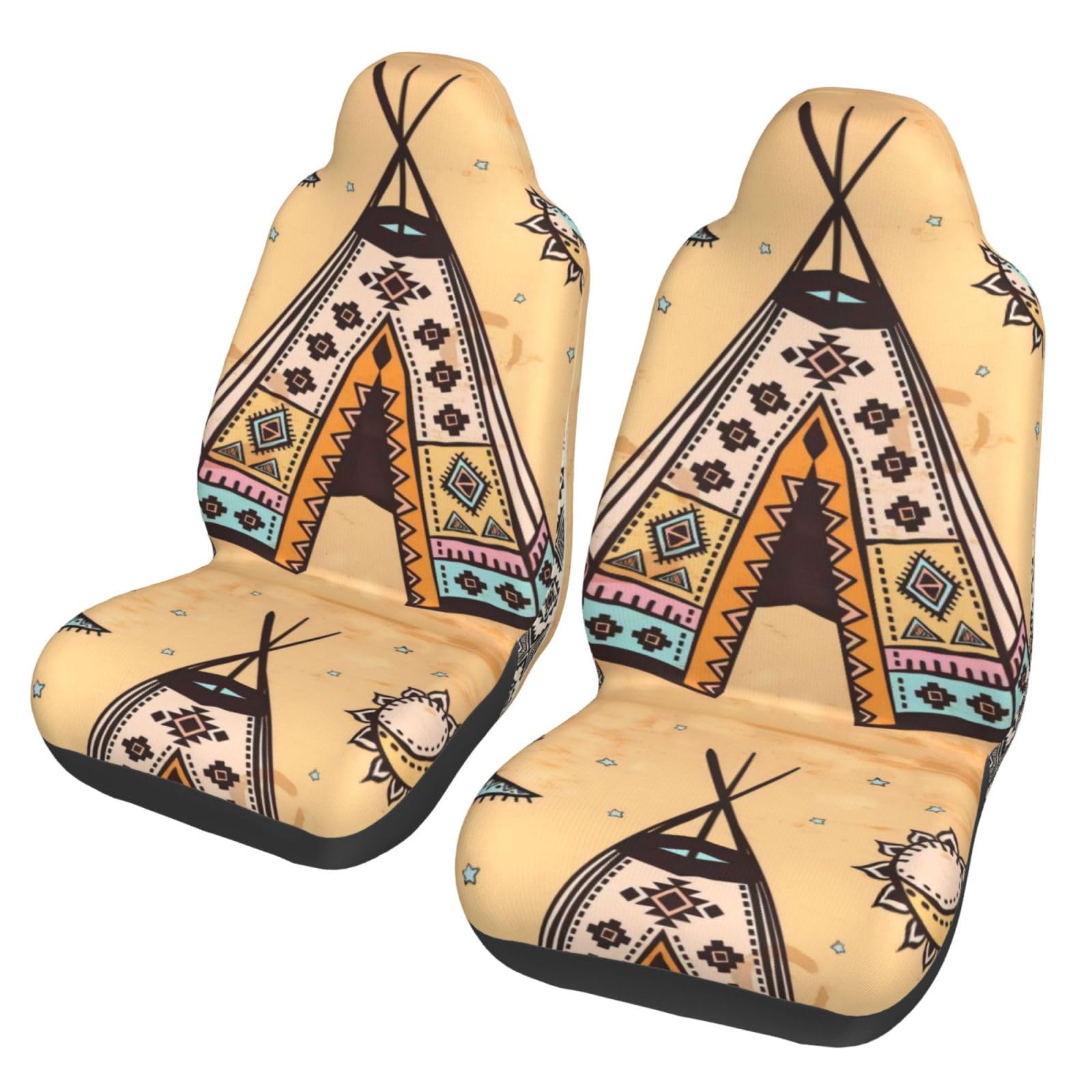 KWQDOZF Native American Southwestern Navajo Art Set mit 2 Autositzbezügen, universeller Schutz für die Vordersitze, passend für Auto, SUV, Limousine, LKW von KWQDOZF