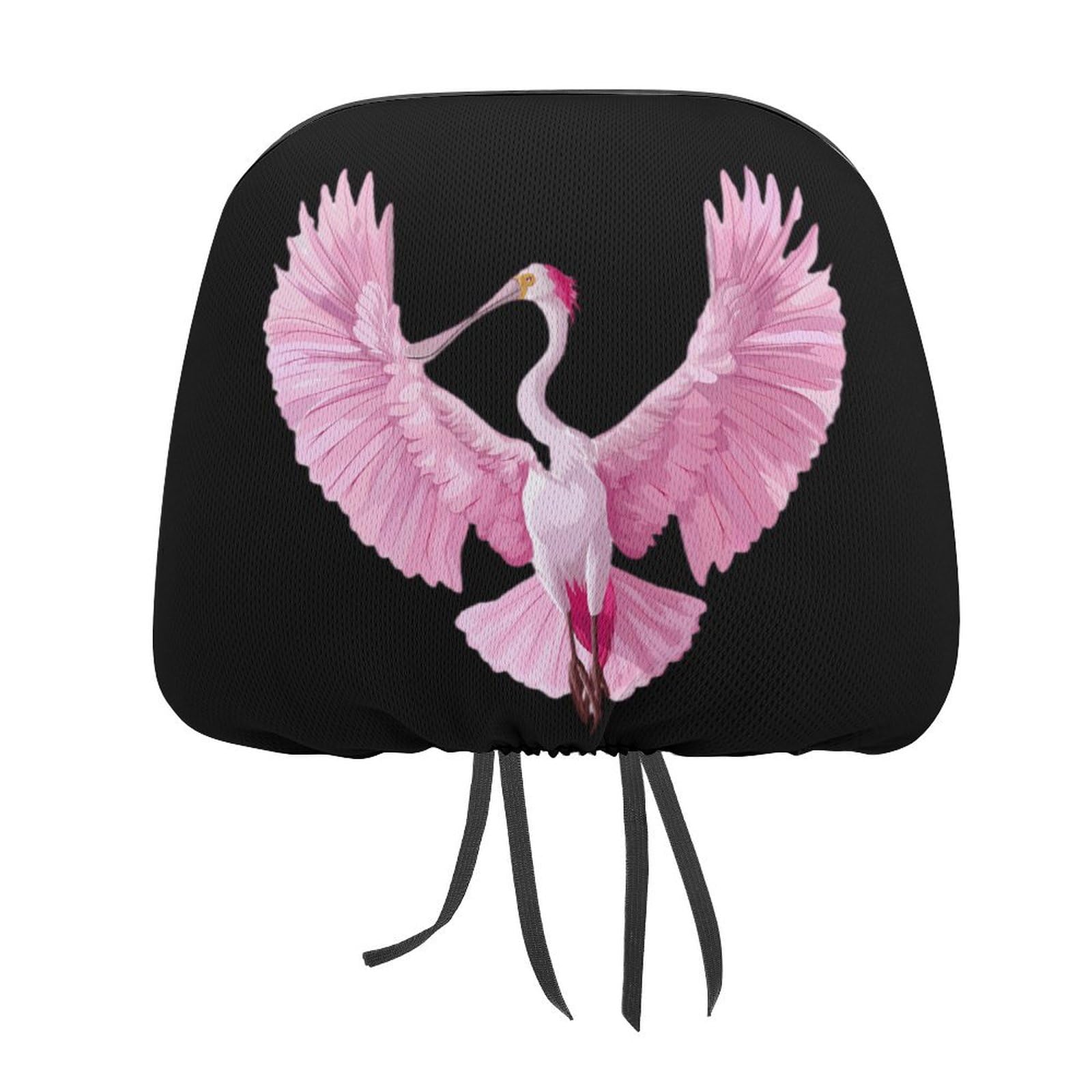 KWQDOZF Roseate Spoonbill Auto-Kopfstützenbezug, personalisierter Kopfstützenschutzbezug, Kopfstützenkissenbezüge für die meisten Autos, 1 Stück von KWQDOZF