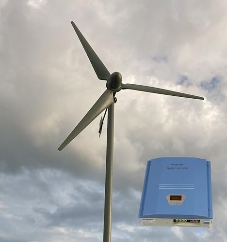 Horizontal Windturbinen 48V 96V 5000W 3Blatt Windkraftanlage komplett mit 5kw Wind Solar Hybrid Laderegler,Windmühle-Set für Marine, Wohnmobil, Zuhause, Windgenerator Kit für Solar-Wind-Ladesystem von KX-ENERGIE