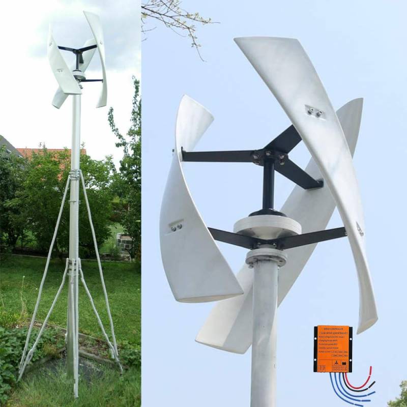 KX-ENERGIE 1000W Vertical Windkraftanlage Helix-Magnetschwebachse Achse Windturbinengenerator Wind Turbine,48V Wind Generator mit Laderegler für den Garten im Freien (48, Volt) von KX-ENERGIE