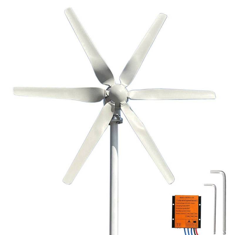 KX-ENERGIE 800W Windgenerator 48V Windkraftanlage Elektrisch MPPT Controller, 13 m/s Windkraftanlage mit 6 Blatt Laderegler Windkraftgenerator (48, Volt) von KX-ENERGIE